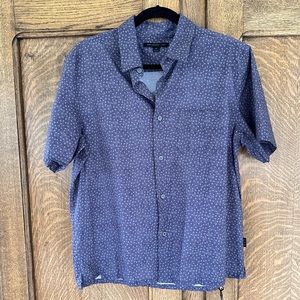 John Varvatos Star Purple Grey Dot Print Short Sleeve Button Down Size Medium